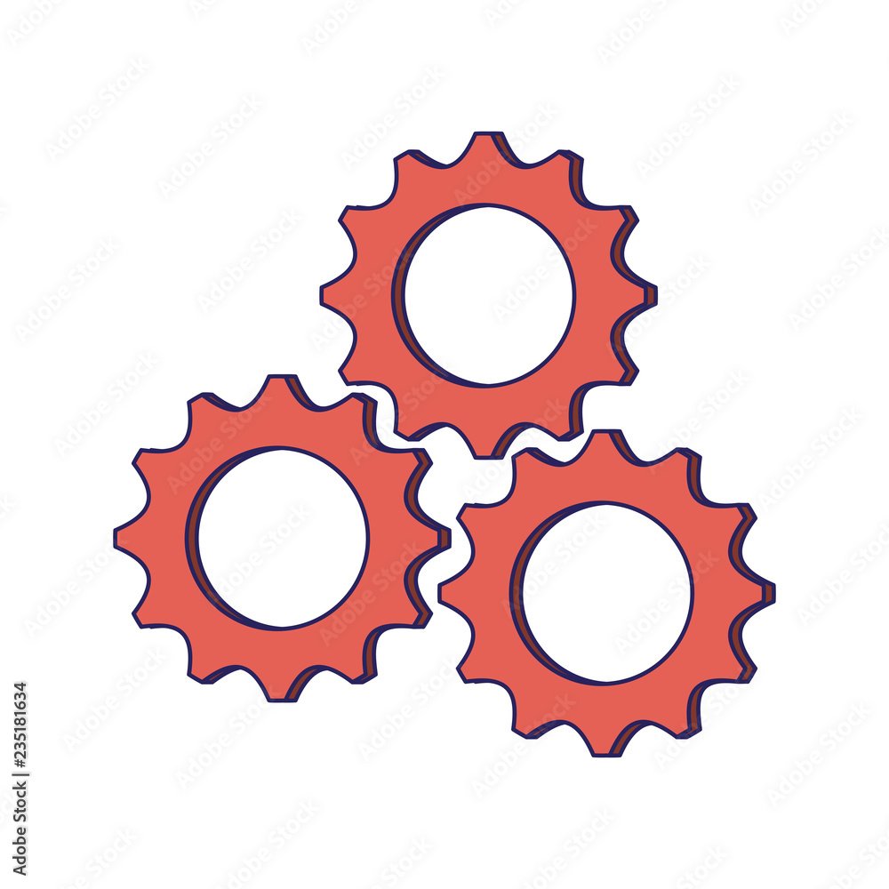 Gears machinery working blue lines