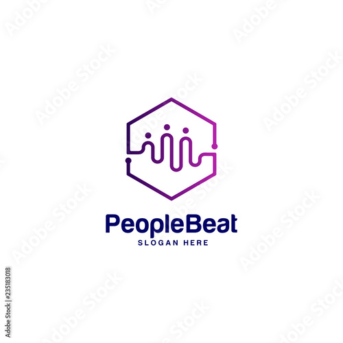Community logo template designs concepts vector illustration, People Beat logo concepts