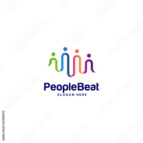 Community logo template designs concepts vector illustration, People Beat logo concepts