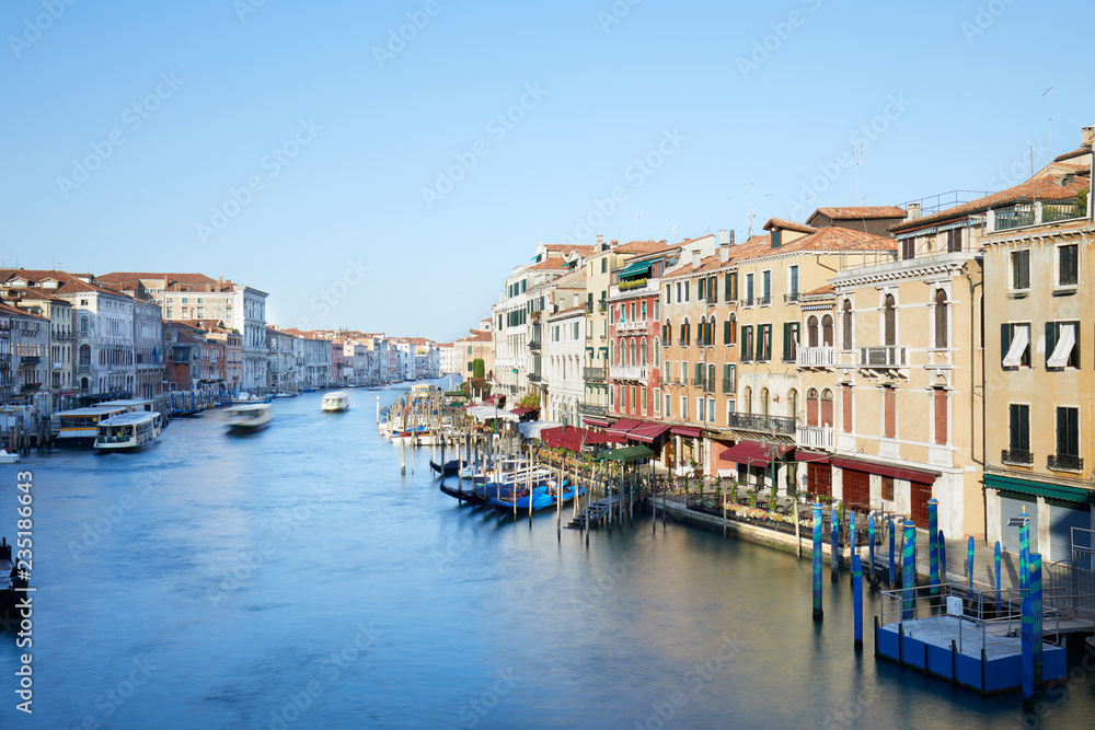 Grand Canal in Venice in a sunny morning, clear blue sky in summer in Italy