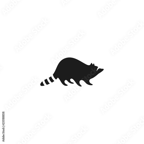 Raccoon icon, isolated on white background. Black raccoon silhouette. Logo for your project. Vector illustration.