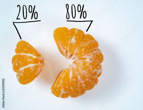 small and big slices of vivid yellow mandarine photo