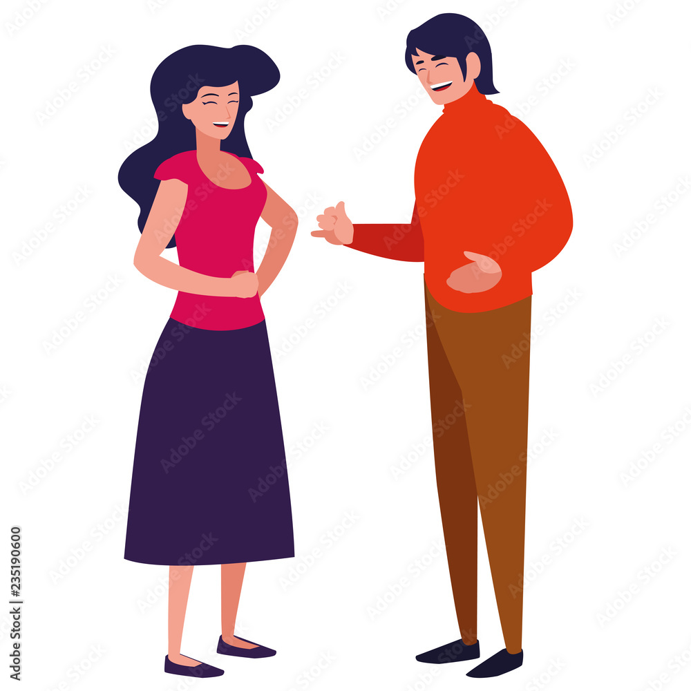 Obraz premium cartoon happy couple