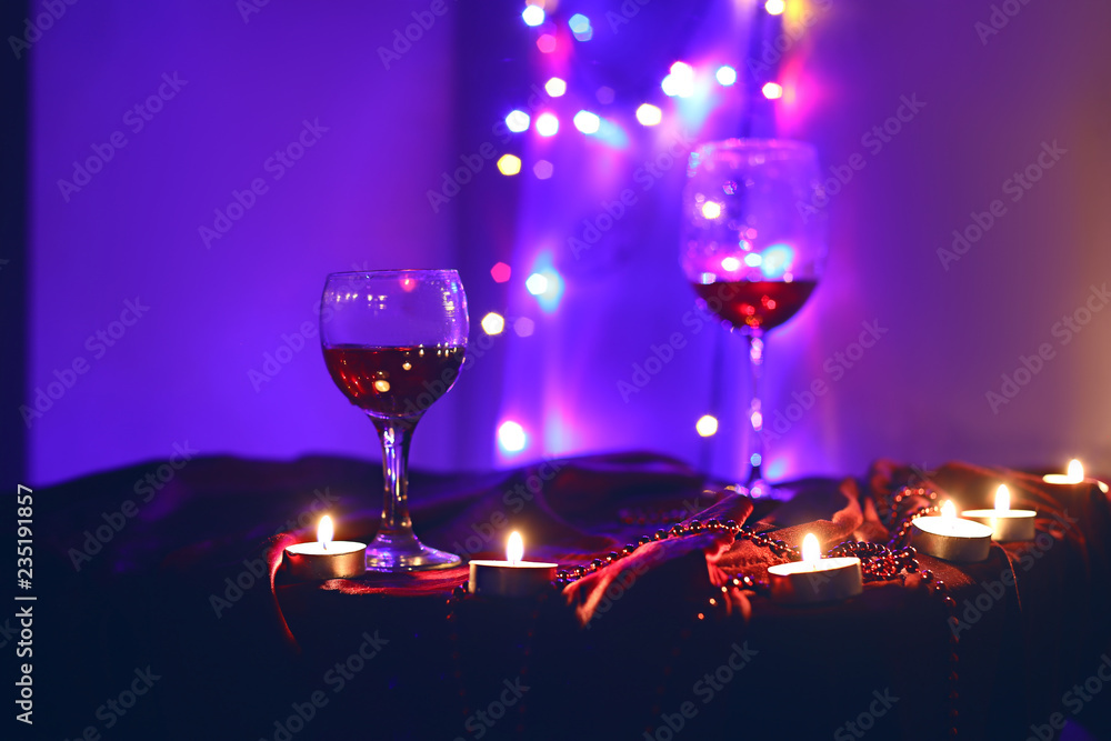 Wine glasses. Valentines day, romantic photo Wine glasses. Valentines day, romantic photo