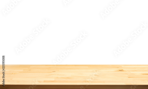 Real nature wood table top texture on white background.For create product display or design key visual layout