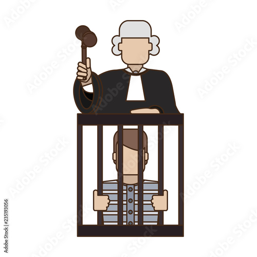 Judge on prisoner in jail