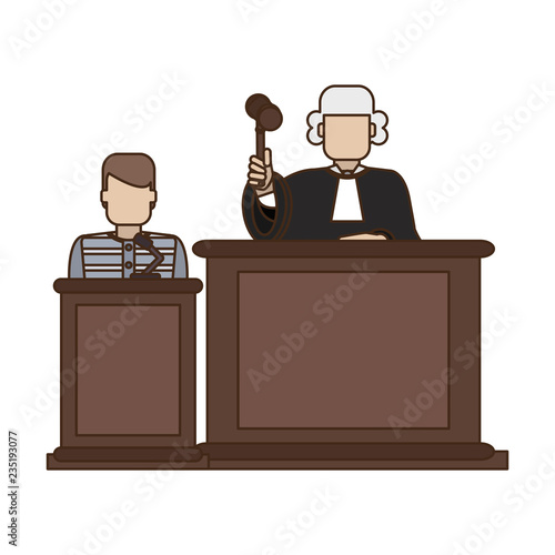Prisoner and judge in courtroom