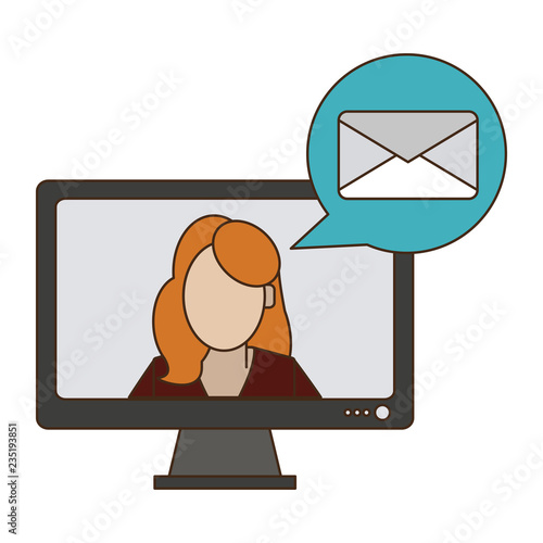 Businesswoman sending email