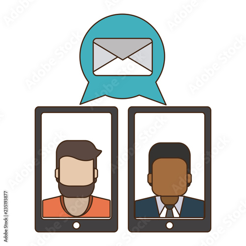 Businessmen sending email