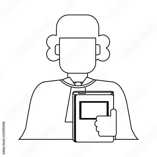 Judge with constitution book avatar black and white