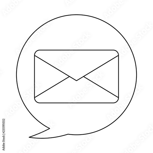 Email inside chat bubble black and white