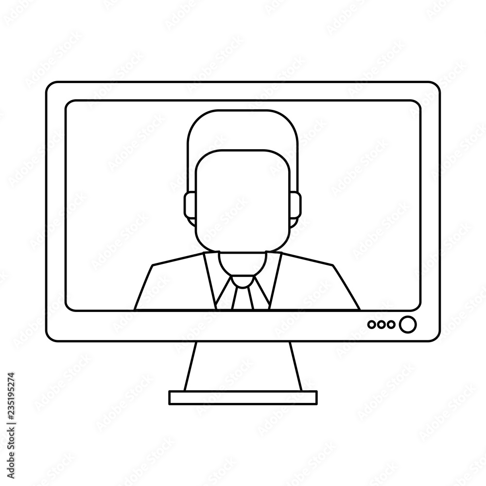 Business video call black and white Business video call black and white