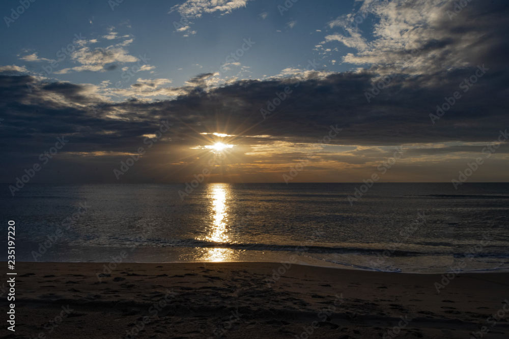 wide view of the beautiful sunrise on virginia beach