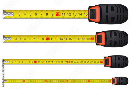 Realistic measure tape set. Vector illustration
