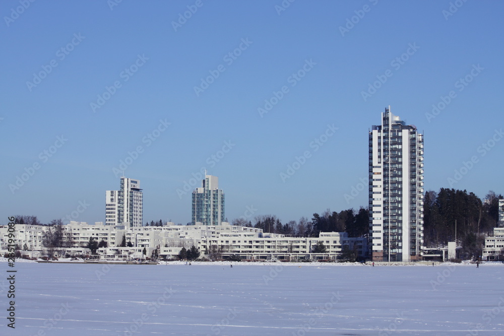 view of city over ice