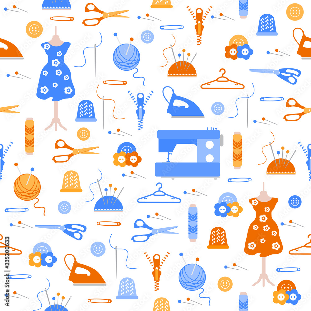 Sewing and needlework seamless pattern. Sewing and needlework seamless pattern.