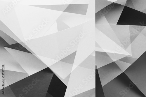 Composition with geometric shapes, black and white abstract background
