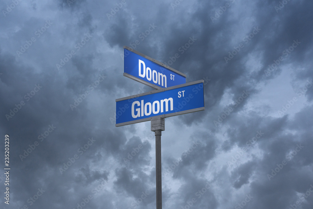 3D Illustration of a street sign_doom and gloom streets 3D Illustration of a street sign_doom and gloom streets