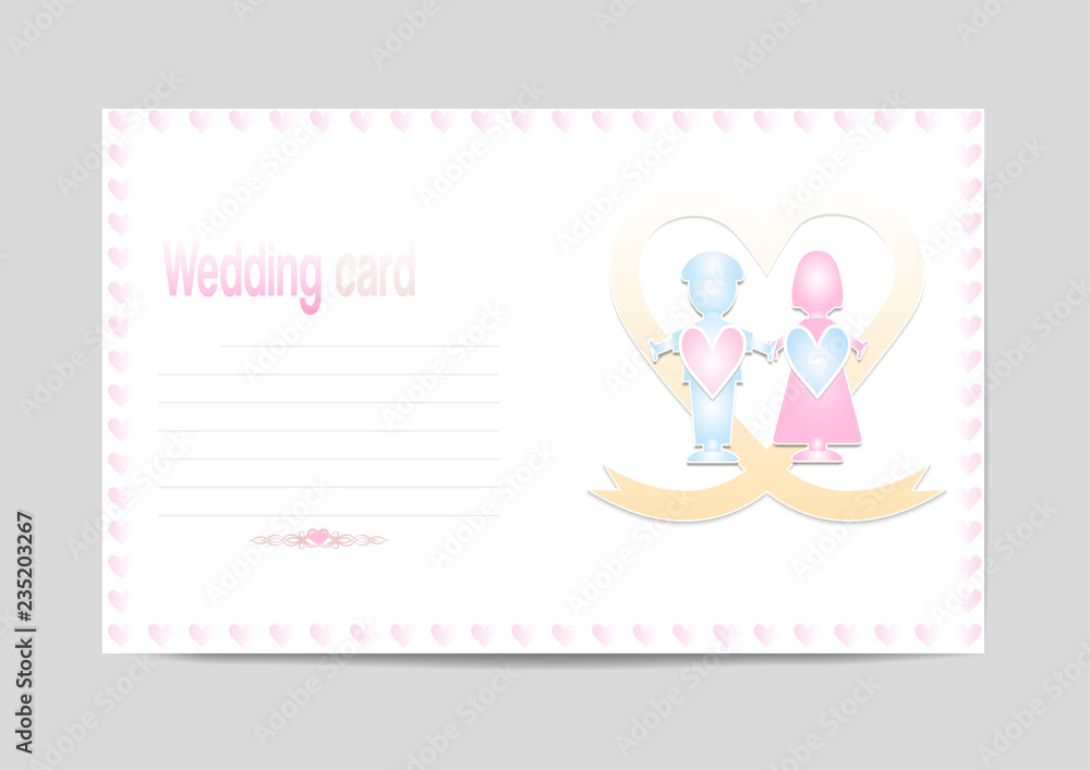 wedding card with cuties boy and girl on white background wedding card with cuties boy and girl on white background