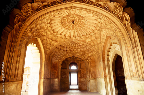 Carving on the sandstone roof celing of Humayun's tomb photo