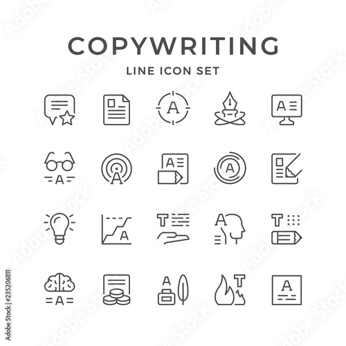Set line icons of copywriting