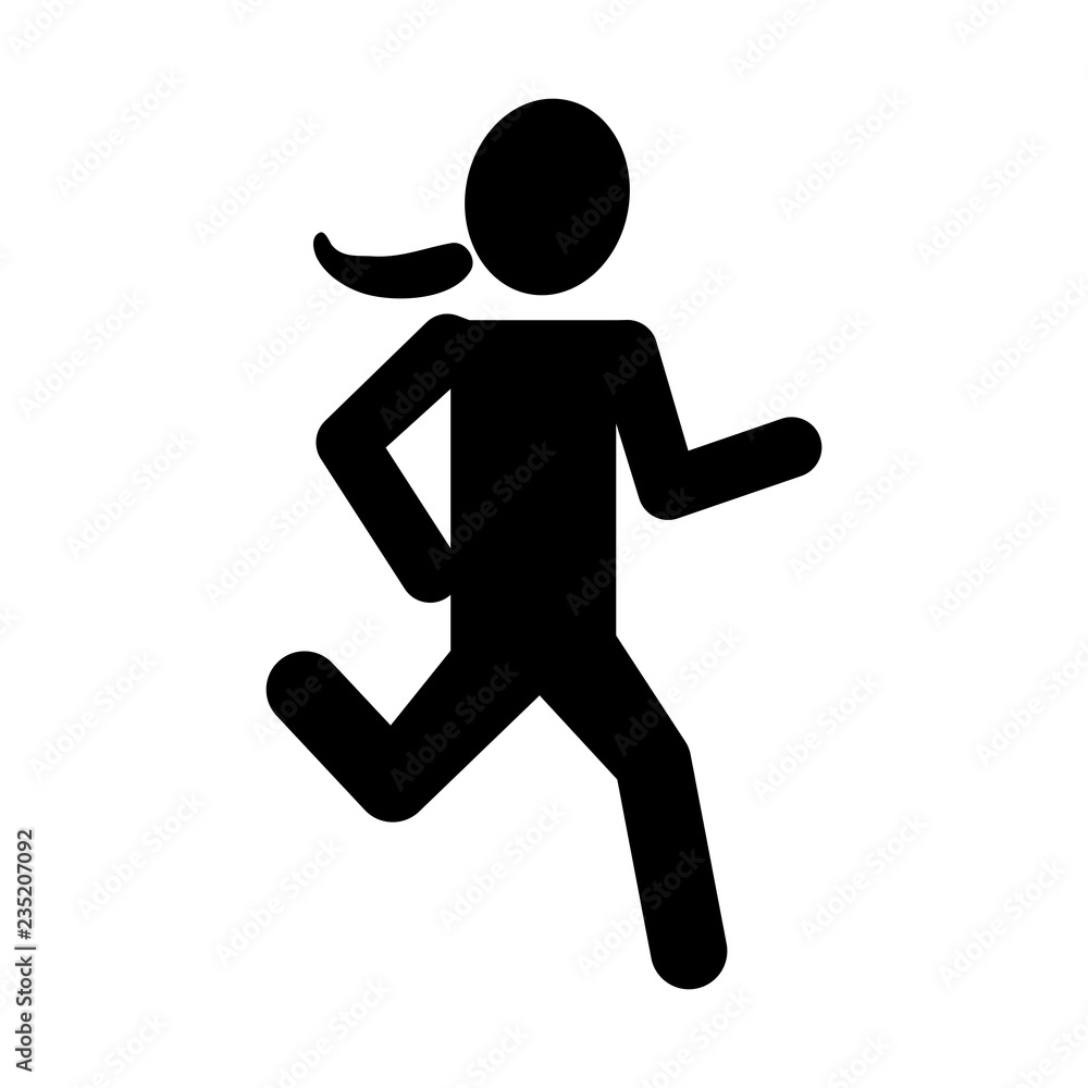 silhouette woman running icon