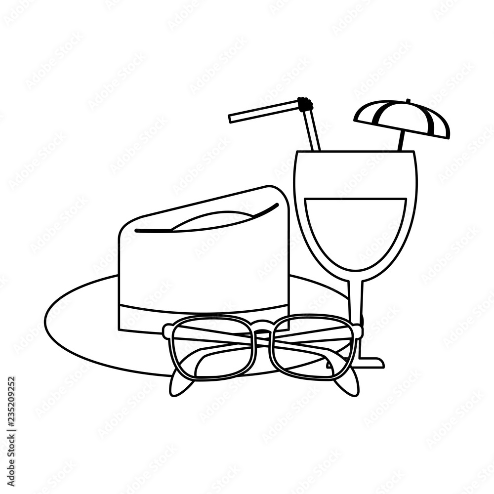 Travel and summer elements in black and white Travel and summer elements in black and white