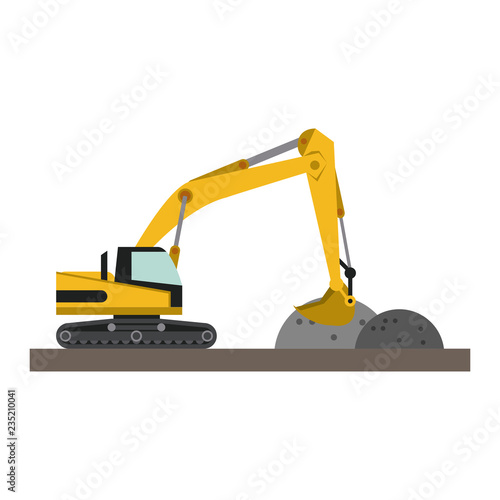 Construction backhoe loading gravel