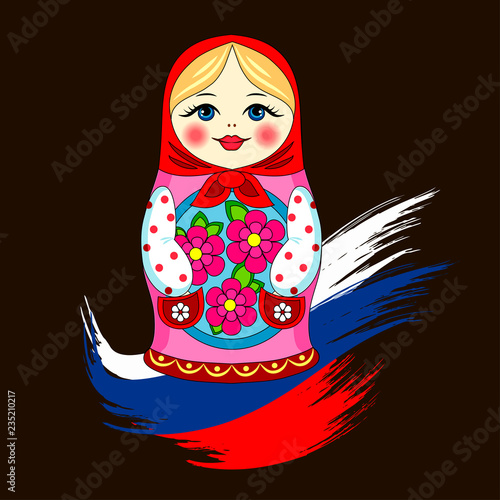 matryoshka Russian doll, Russia flag