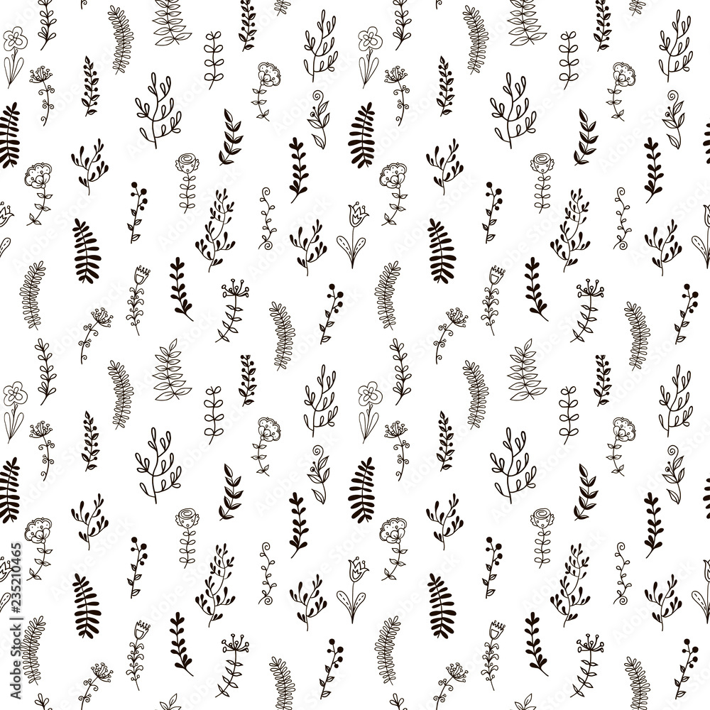 seamless pattern of hand-drawn plants. seamless pattern of hand-drawn plants.