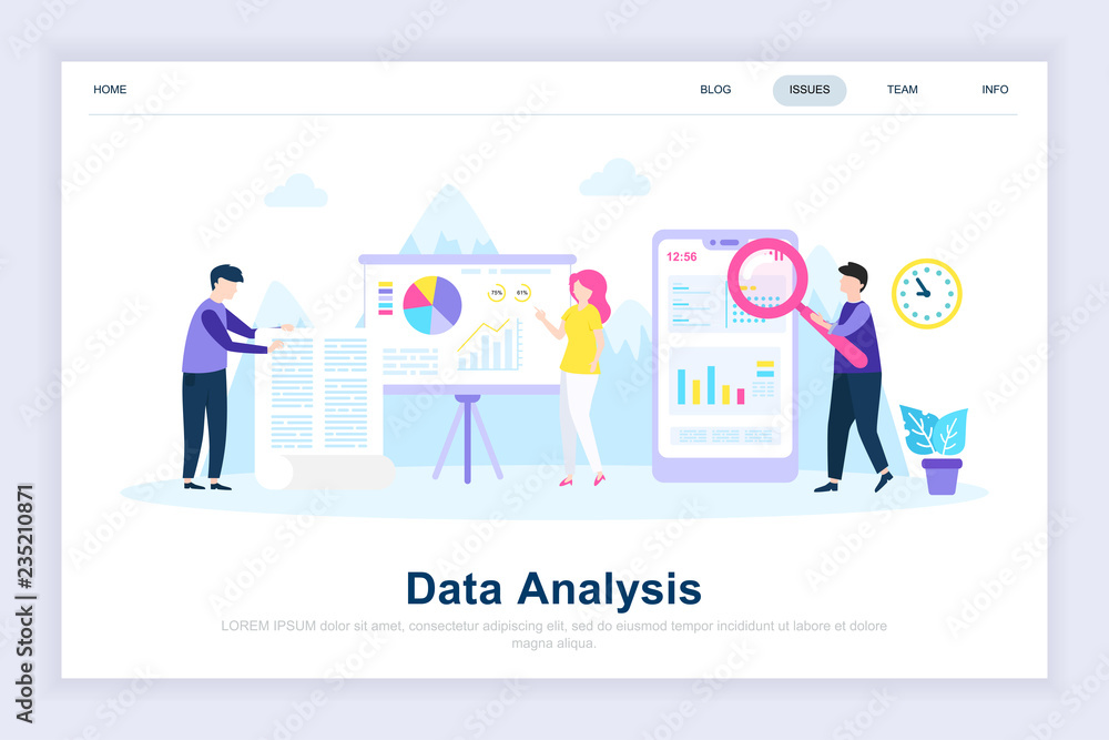 Data analysis modern flat design concept. Analytics and people concept. Landing page template. Conceptual flat vector illustration for web page, website and mobile website. Data analysis modern flat design concept. Analytics and people concept. Landing page template. Conceptual flat vector illustration for web page, website and mobile website.