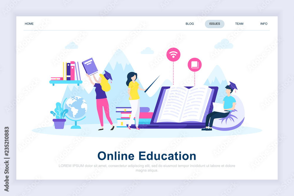 Online education modern flat design concept. Learning and people concept. Landing page template. Conceptual flat vector illustration for web page, website and mobile website. Online education modern flat design concept. Learning and people concept. Landing page template. Conceptual flat vector illustration for web page, website and mobile website.