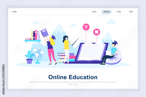 Online education modern flat design concept. Learning and people concept. Landing page template. Conceptual flat vector illustration for web page, website and mobile website.
