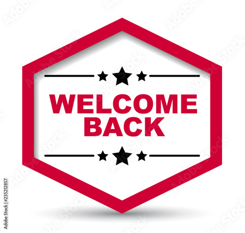 red vector banner welcome back