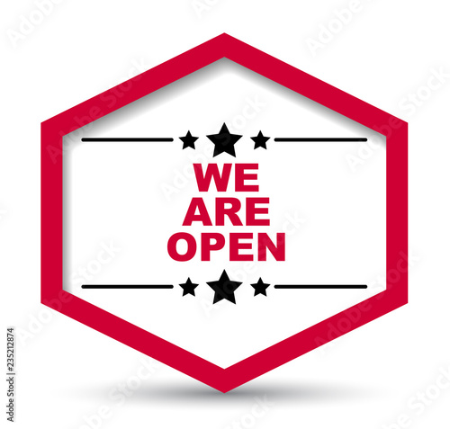 red vector banner we are open