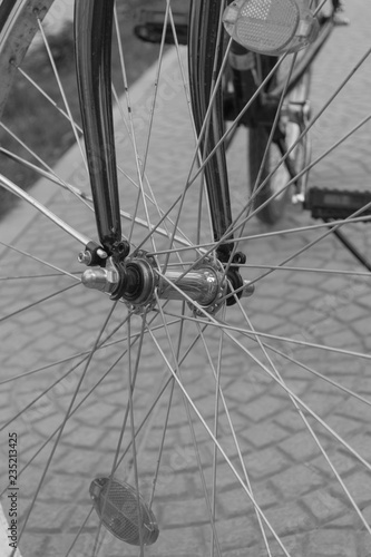 wheel of bicycle closeup