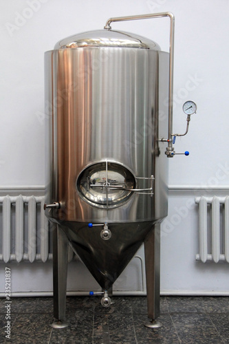 Copper tun for brewing at brewery photo