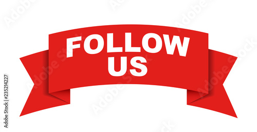 red vector banner follow us