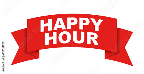 red vector banner happy hour