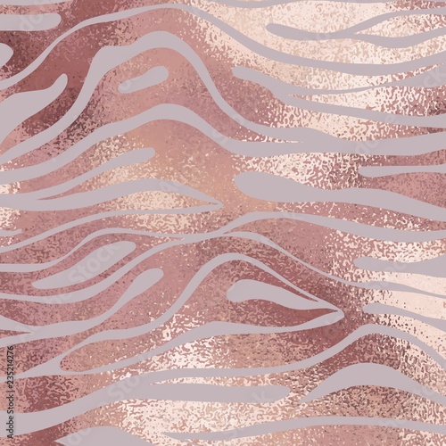 Zebra skin. Rose gold. Elegant texture with a foil effect