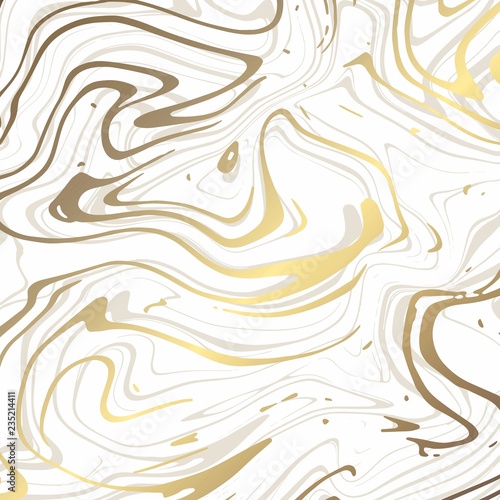 White marble with gold. Vector elegant texture with imitation of marble