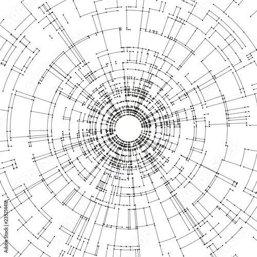 Connecting lines and dots on white background. Abstract network connection design concept. Technology design vector background, digital geometric abstraction with lines and points.