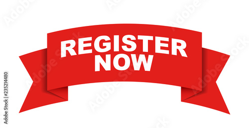 red vector banner register now