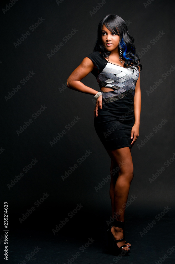 Young African-American Woman in a black dress Young African-American Woman in a black dress