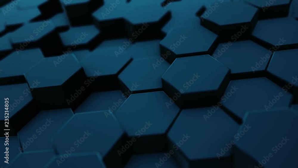 Abstract moving hexagonal background with depth of field