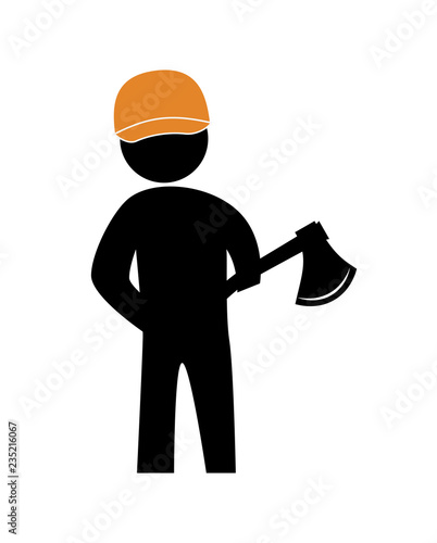 woodcutter with ax silhouette