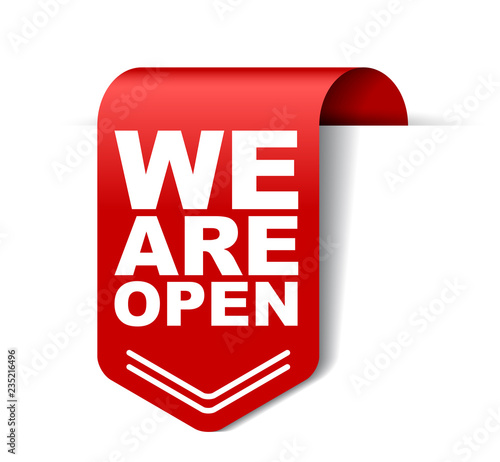 red vector banner we are open