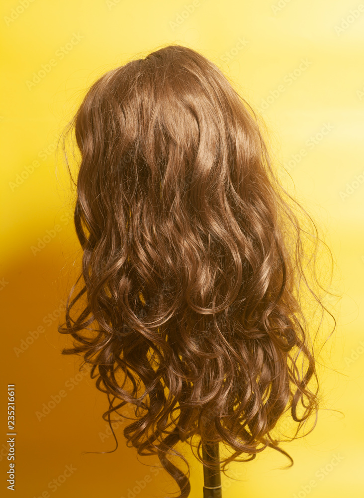 Naklejka premium Woman long curly hairs wig