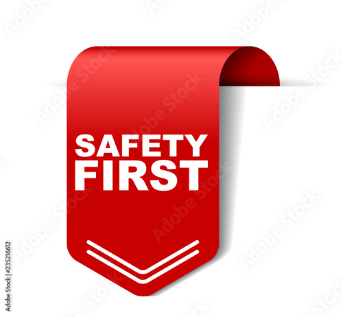 red vector banner safety first