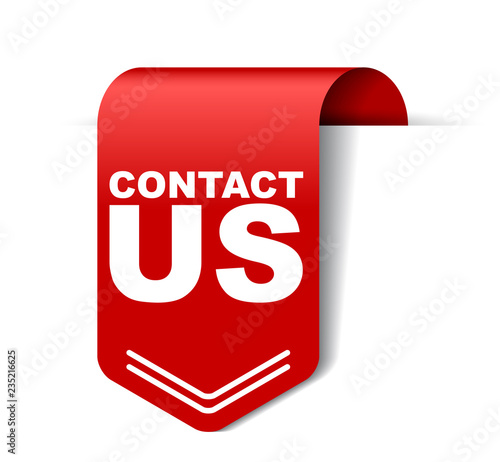 red vector banner contact us